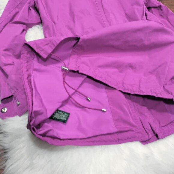 Lauren Ralph Lauren Long Sleeve Twee Utility Hooded Raincoat Jacket Purple PS - Picture 7 of 14
